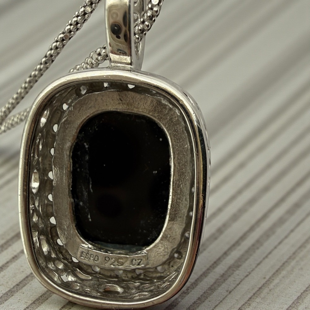 Esposito Diamonique Sterling silver Black Onxy Pendant Necklace​​​ - Picture 9 of 10